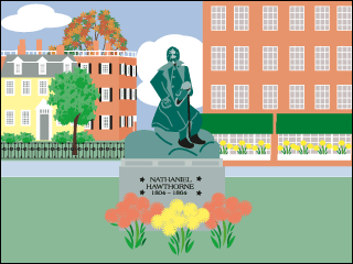 Salem Note Card: Statue of Nathaniel Hawthorne.