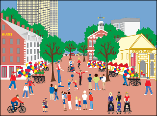 Faneuil Hall and Quincy Market.