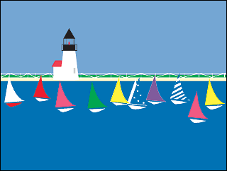 Brant Point Lighthouse & the Rainbow Fleet.